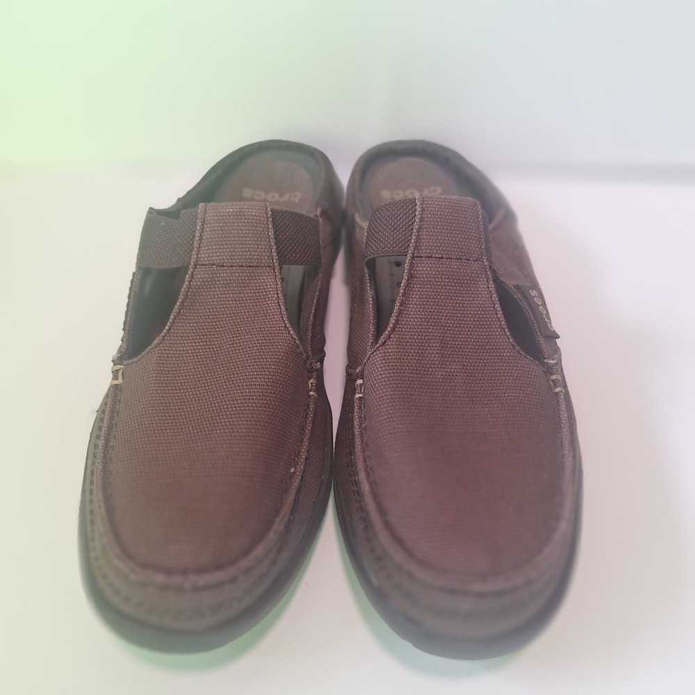 Crocs Santa Cruz Mary Jane Canvas Mules Brown Slip On Shoes Womens 7